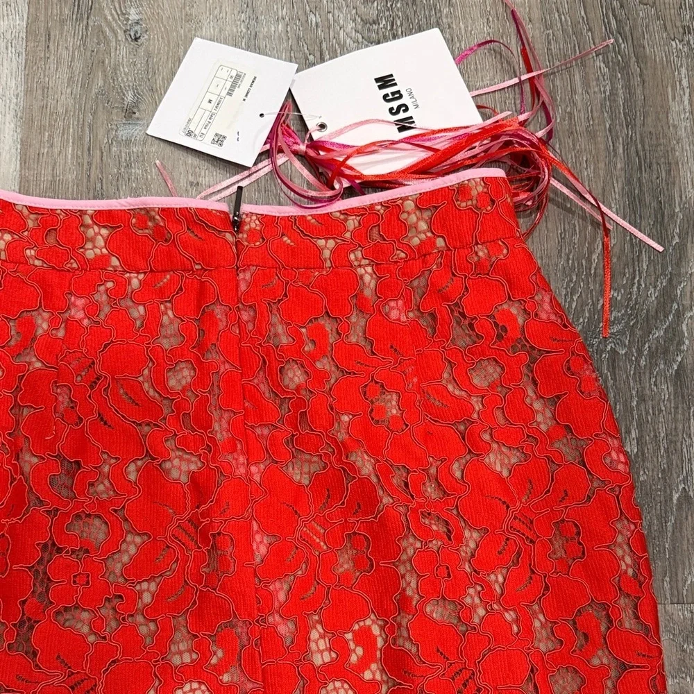 NWT M S G M  Milano Elegant Red Lace Skirt sz 42  sz m/l